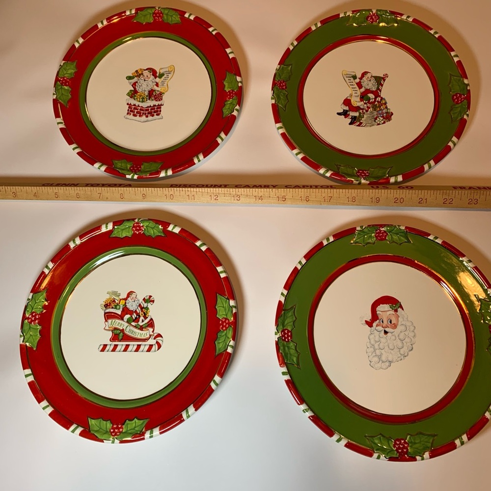 Christopher Radko Letters to Santa Ironstone Plates. Set 4 Christmas plates